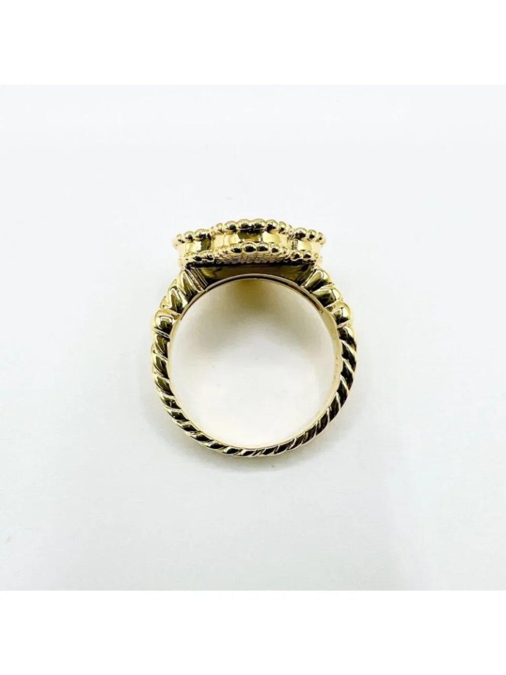 Van Cleef & Arpels Vintage Alhambra Onyx Diamond Yellow Gold Ring